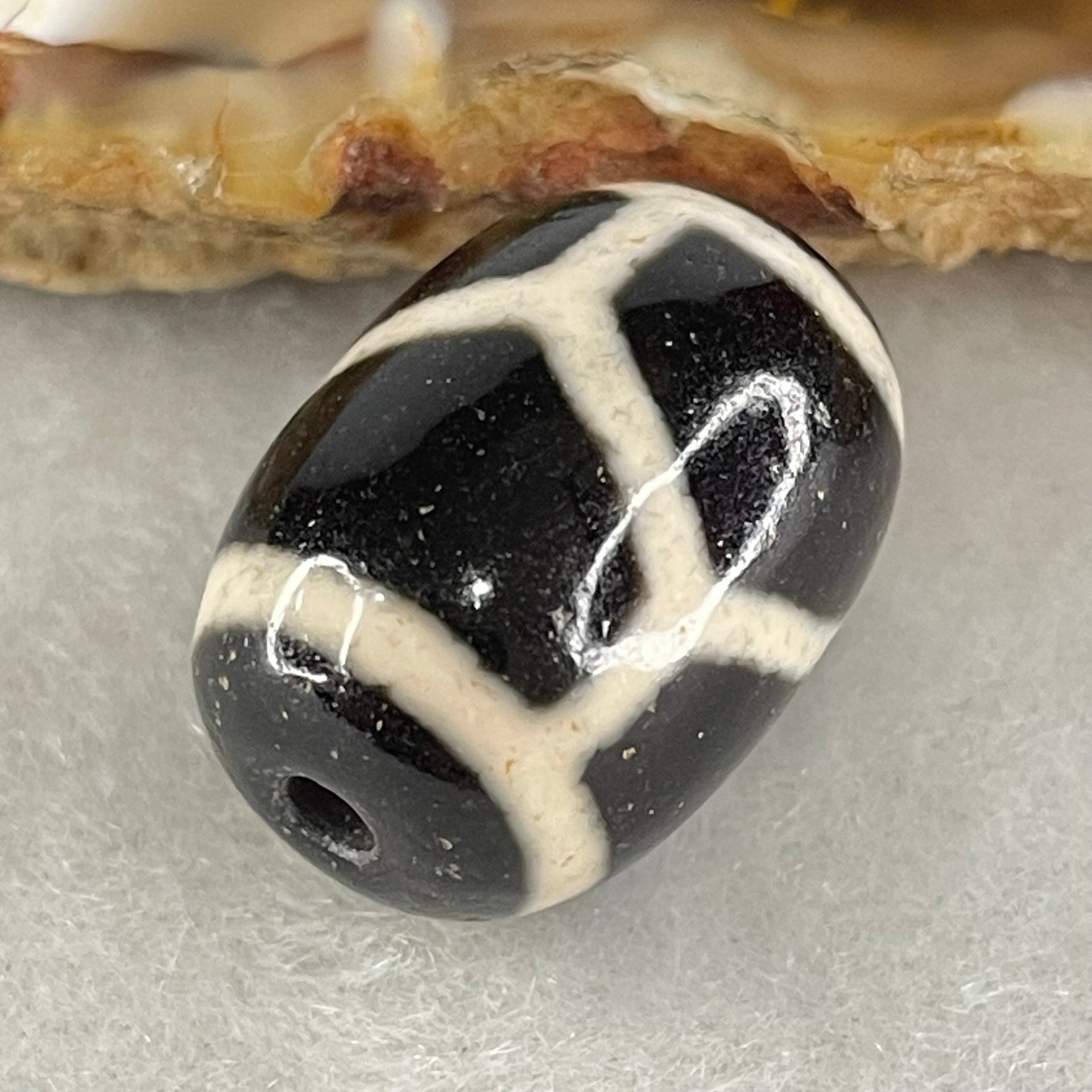 Natural Powerful Tibetan Old Oily Agate Turtle or Tortoise Shell Bead Heavenly Master (Tian Zhu) 龟壳天珠 4.74g 17.7 by 13.1mm - Huangs Jadeite and Jewelry Pte Ltd