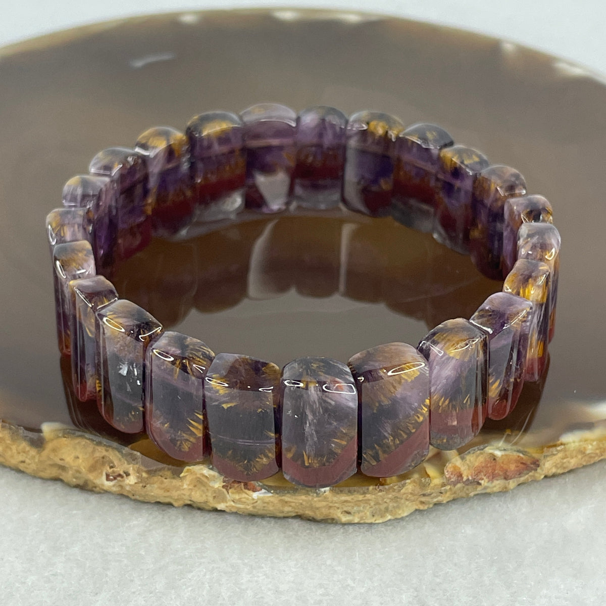 Collectors Grade Natural Auralite 23 Shou Pai Bracelet | 6.5mm Ancient Mineral Matrix Amulet (40.84g | 18cm Wrist | 23 Pcs)