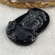 Type A Opaque Black Omphacite Jadeite Guan Yin Pendant 25.49g 60.0 by 38.3 by 9.5mm - Huangs Jadeite and Jewelry Pte Ltd