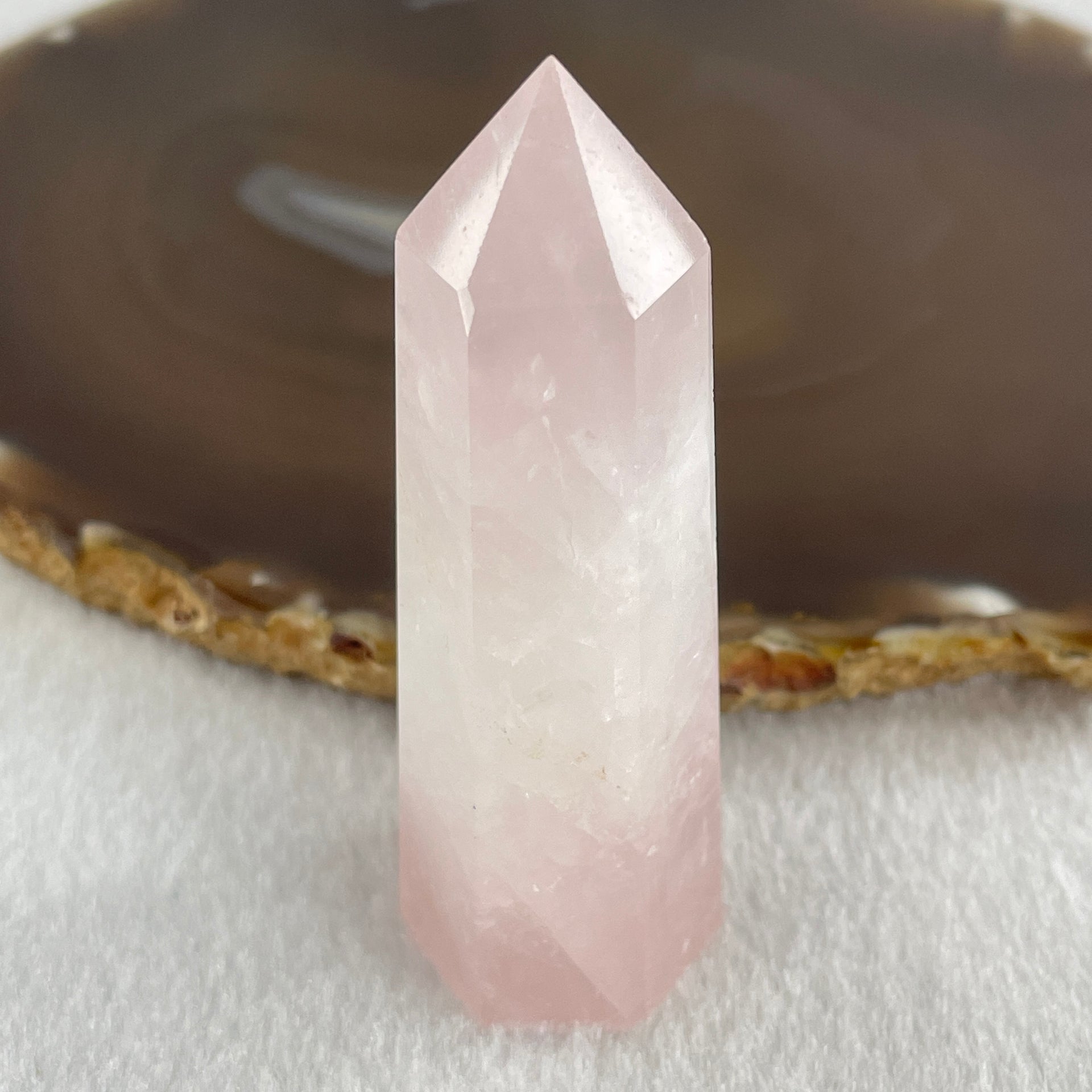 Natural Rose Quartz Tower Display 49.28g 68.3 by 25.0 by 20.8mm - Huangs Jadeite and Jewelry Pte Ltd
