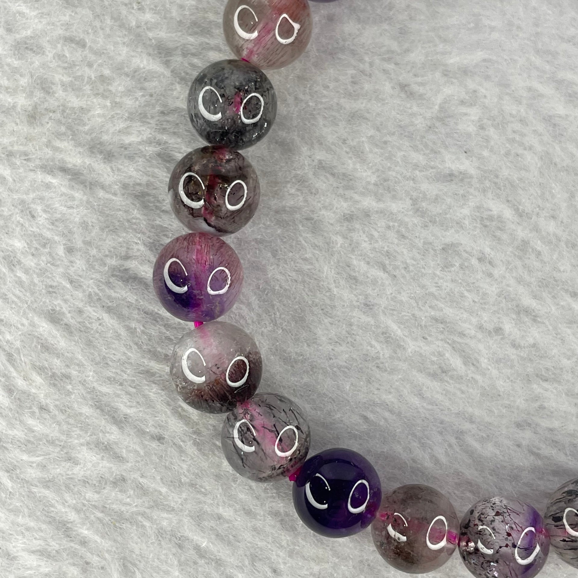 Natural Super 7 Crystal Bracelet 18.02g 8.2 mm 24 Beads - Huangs Jadeite and Jewelry Pte Ltd