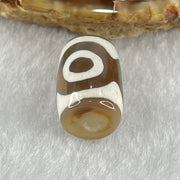 Natural Powerful Tibetan Old Oily Dark Brown With White Agate 3 Eyes Dzi Bead Heavenly Master (Tian Zhu) 三眼天诛 3.19g 15.7 by 10.8mm - Huangs Jadeite and Jewelry Pte Ltd
