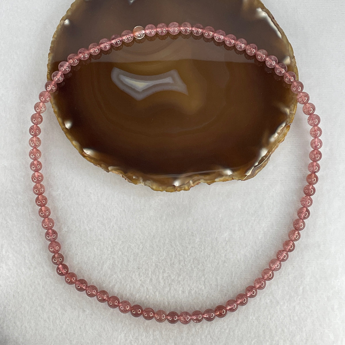 Natural Strawberry Quartz Beads Necklace | 7.8mm Rosy Charisma (45.32g | 54cm Length | 76 Beads)