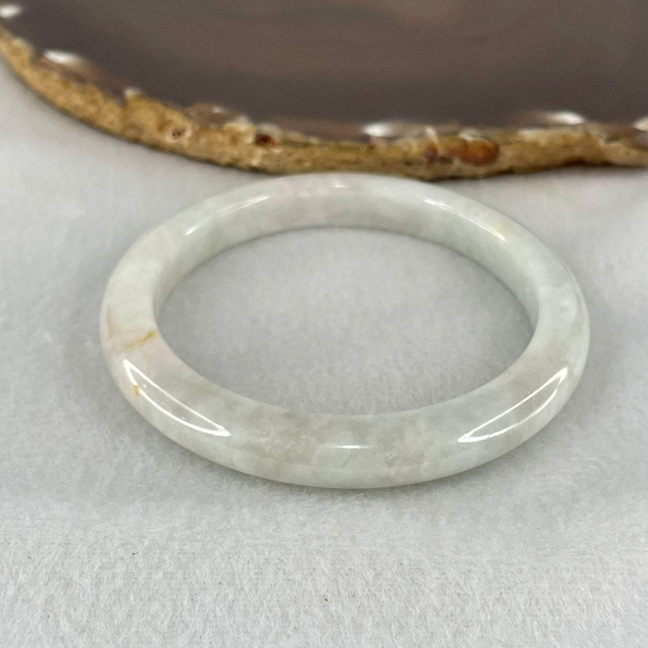 Type A Light Blueish Green Jadeite Bangle 33.37g  Internal Diameter 53.6mm 8.5 by 7.5mm (Very Slight External Rough and Very Slight Internal Line) - Huangs Jadeite and Jewelry Pte Ltd