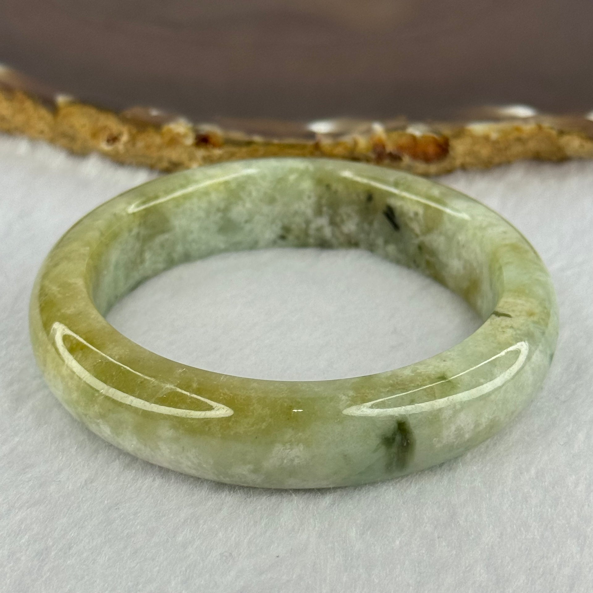Type A Yellowish Green with Light Blueish Green Jadeite Bangle 67.97g Internal Diameter 54.1mm 14.3 by 9.0mm - Huangs Jadeite and Jewelry Pte Ltd