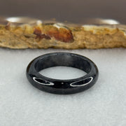 Type A Icy Wuji Black Grey Jadeite Ring 2.22g 4.7 by 3.1mm US6.7 HK14.5 (Very Slight Internal Lines) - Huangs Jadeite and Jewelry Pte Ltd