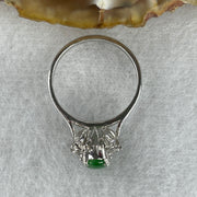 Natural Type A Emerald Green Jadeite Approx 7.3 by 4.8 by 2.5mm with Natural Diamonds in Platinum PT900 Ring Total Weight 4.27g US6.25 HK13.5 - Huangs Jadeite and Jewelry Pte Ltd