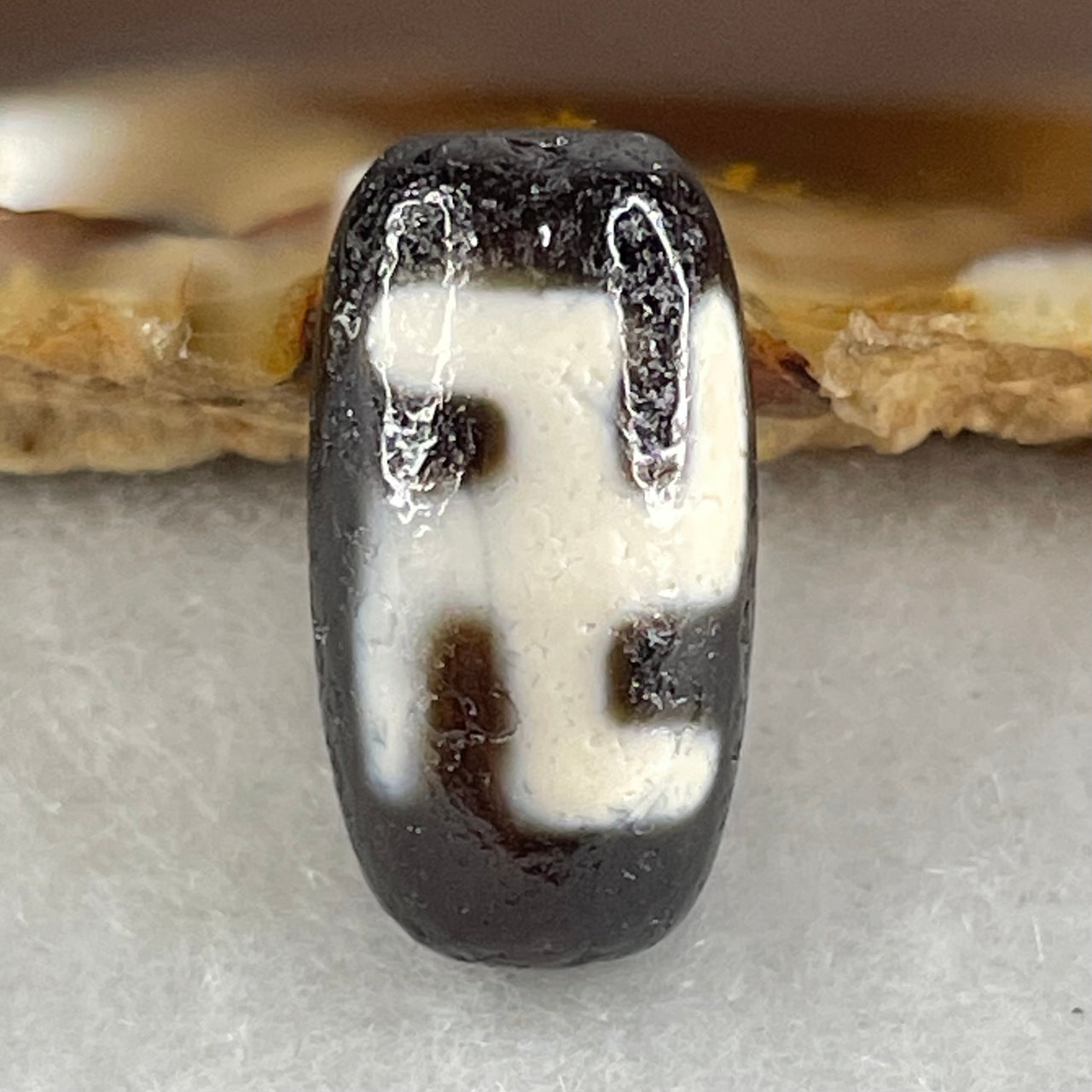 Natural Powerful Tibetan Old Oily Agate 1 Eye With Swastika Dzi Bead (Hotu Dzi) 3.46g 19.5 by  10.7mm - Huangs Jadeite and Jewelry Pte Ltd