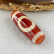 Natural Powerful Tibetan Old Oily Red White Agate One Eye Earth Element Dzi Bead Heavenly Master (Tian Zhu) 一眼土元素天珠 15.03g 37.7 by 13.4mm - Huangs Jadeite and Jewelry Pte Ltd