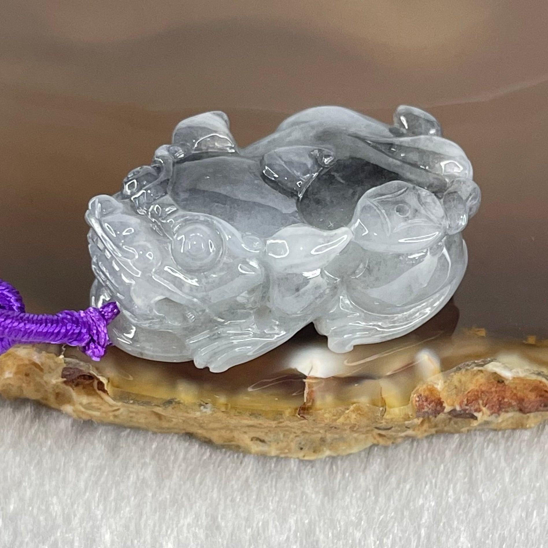 Type A Highly Translucent Wuji Grey Black Jadeite Beads Male Pixiu Charm 15.60g 15.60g 32.2 by 20.8 by 12.3mm - Huangs Jadeite and Jewelry Pte Ltd