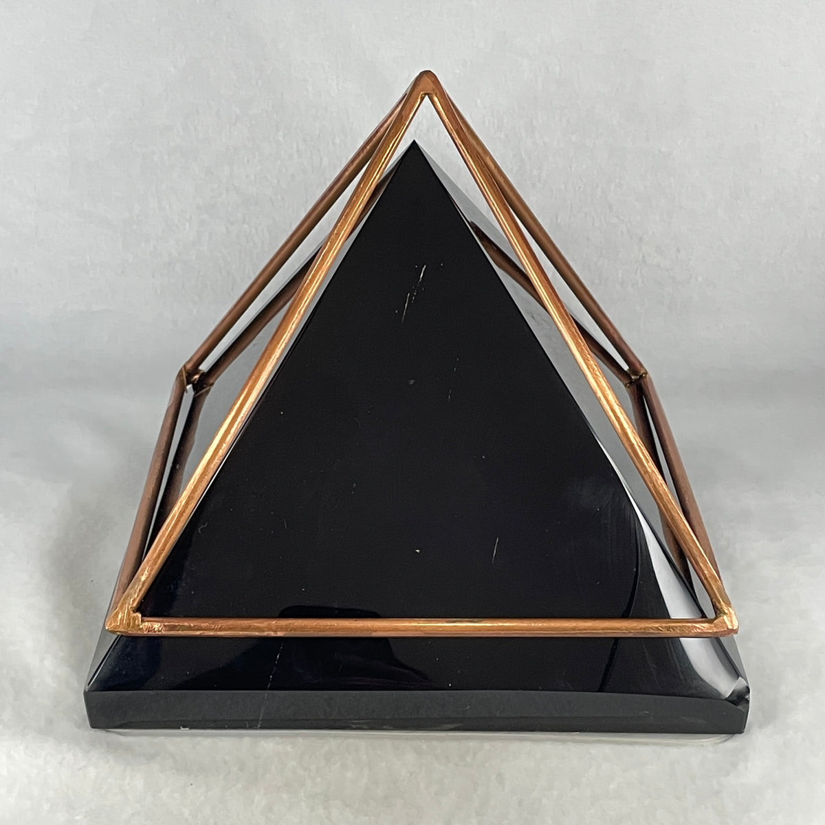 Monumental Black Onyx Pyramid Display in Handcrafted Copper Frame | Sovereign Guardian & Grounding Energy Centerpiece (5,387.7g | 190x190mm | Anchor, Negative Energy Vortex Shield & Feng Shui Wealth Fortress)