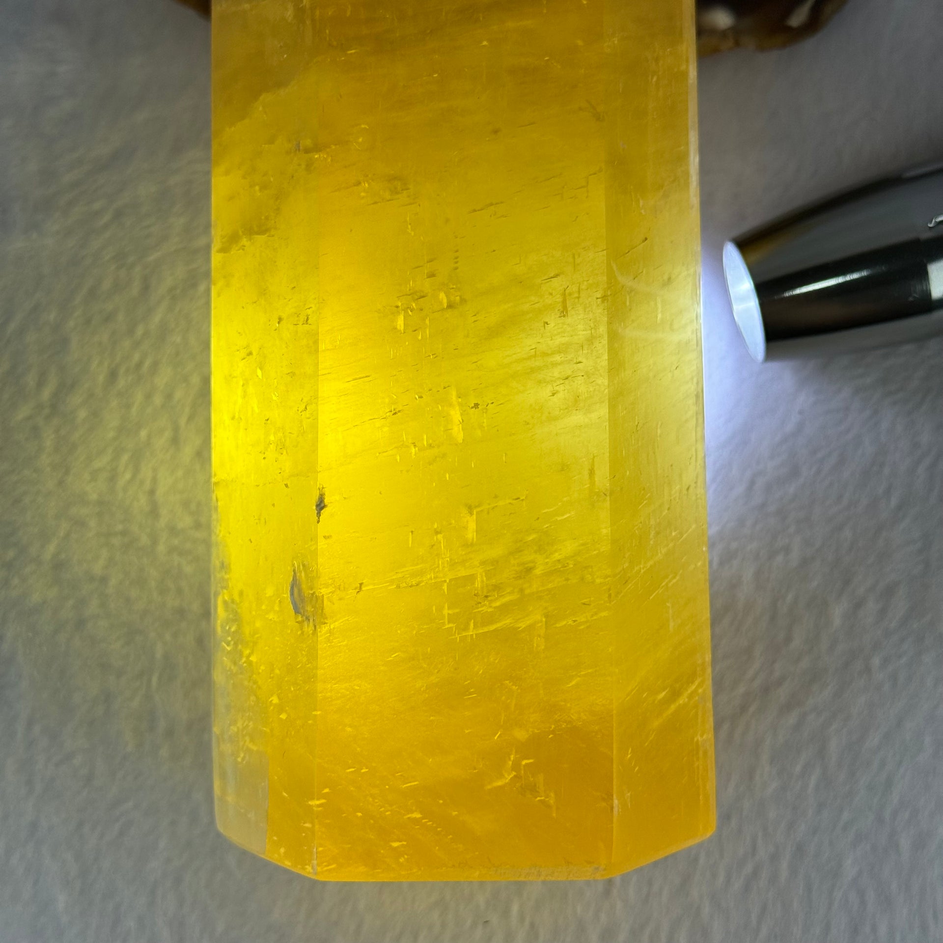 Natural Yellow Calcite Tower Display 1,926.4g 245.0 by 74.0 by 65.0mm - Huangs Jadeite and Jewelry Pte Ltd