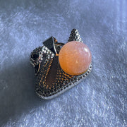 Natural Sunstone Bead with Crystals in S925 Sliver Swan Charm 3.31g 7.9mm - Huangs Jadeite and Jewelry Pte Ltd