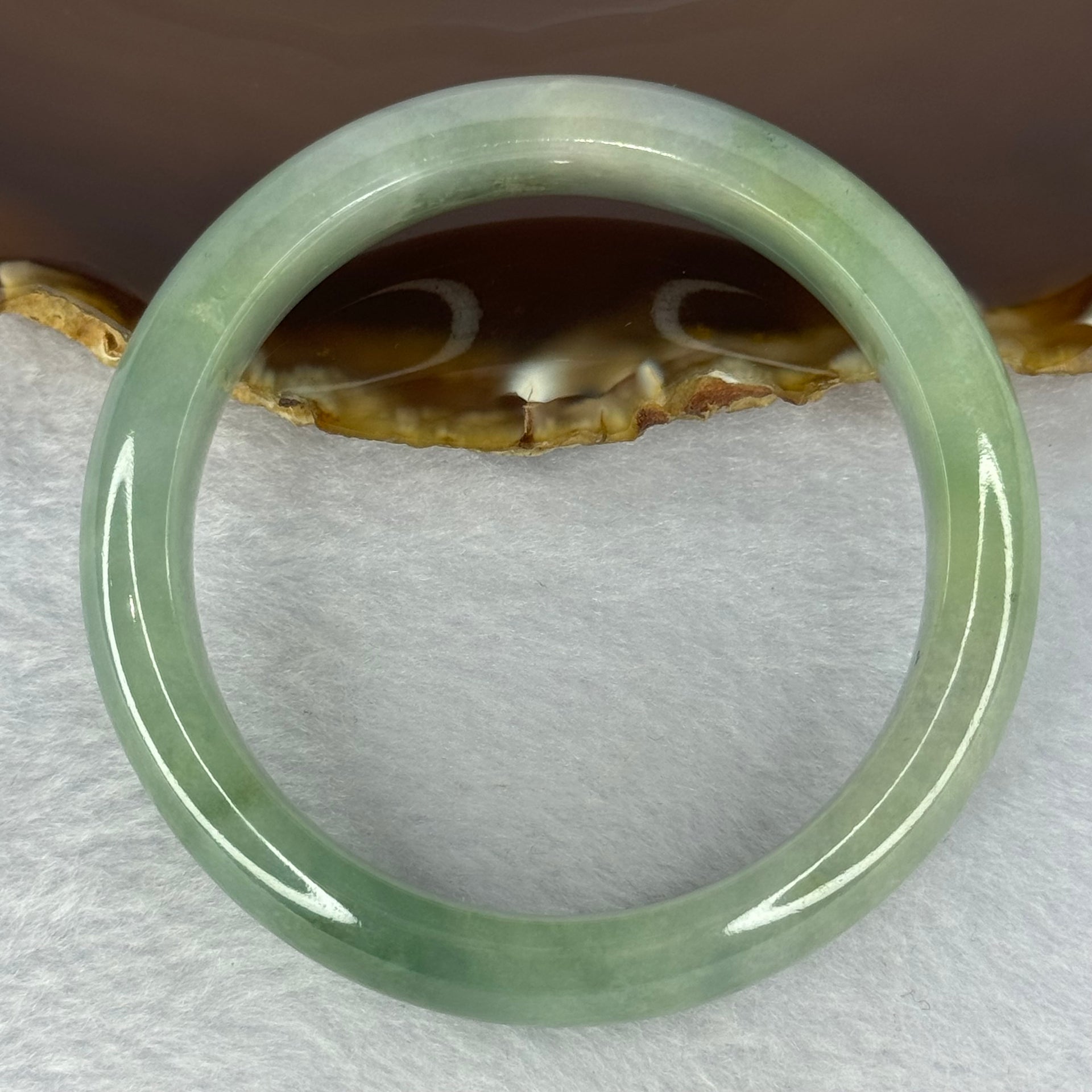 Type A Green with Lavender and Yellow Jadeite Bangle Internal Diameter 55.3mm 59.32g 13.7 by 8.2mm (Very Fine Internal Line) - Huangs Jadeite and Jewelry Pte Ltd