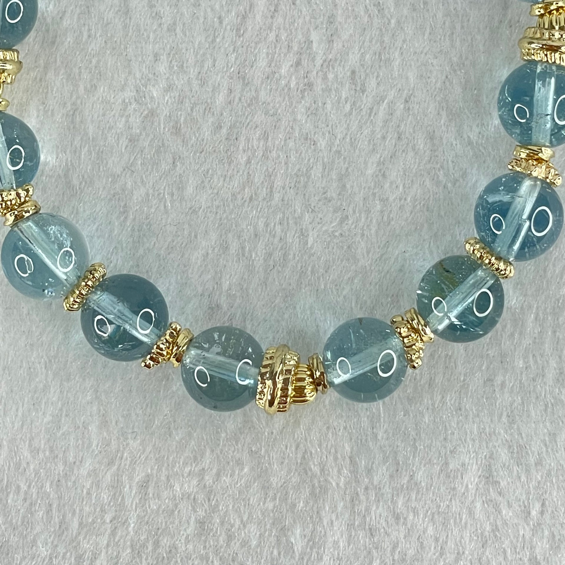 Good Grade Natural Blue Topaz Beads Bracelet 26.61g 16cm 8.8mm 16 Beads - Huangs Jadeite and Jewelry Pte Ltd