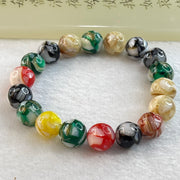 Muti Color Glass Beads Bracelet 21.04g 15.5cm 10.5mm 18 Beads - Huangs Jadeite and Jewelry Pte Ltd