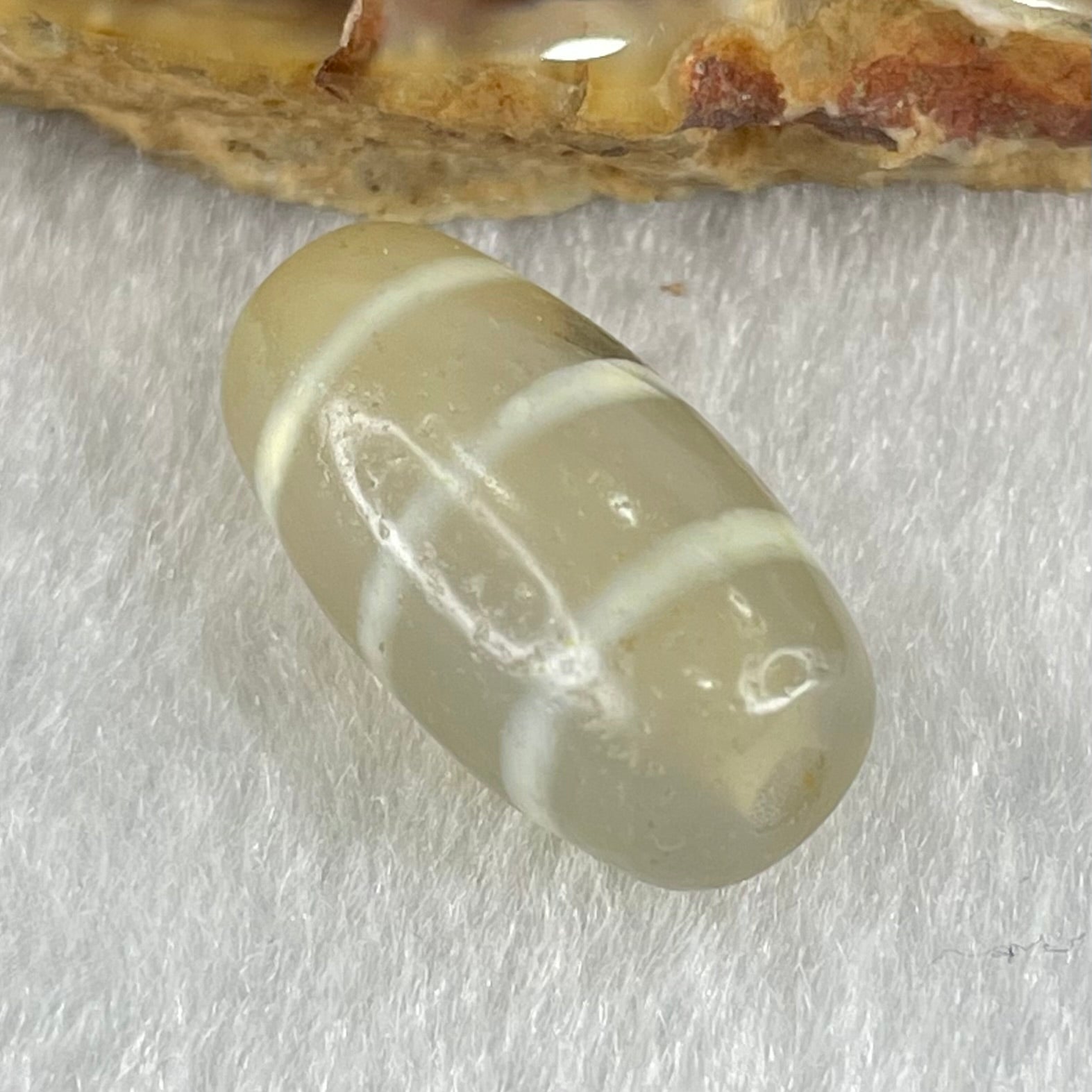 Natural Powerful Tibetan Old Oily Agate 3-Lines Dzi Bead Heavenly Master (Tian Zhu) 三行天诛 3.23g 20.0 by 10.4mm - Huangs Jadeite and Jewelry Pte Ltd