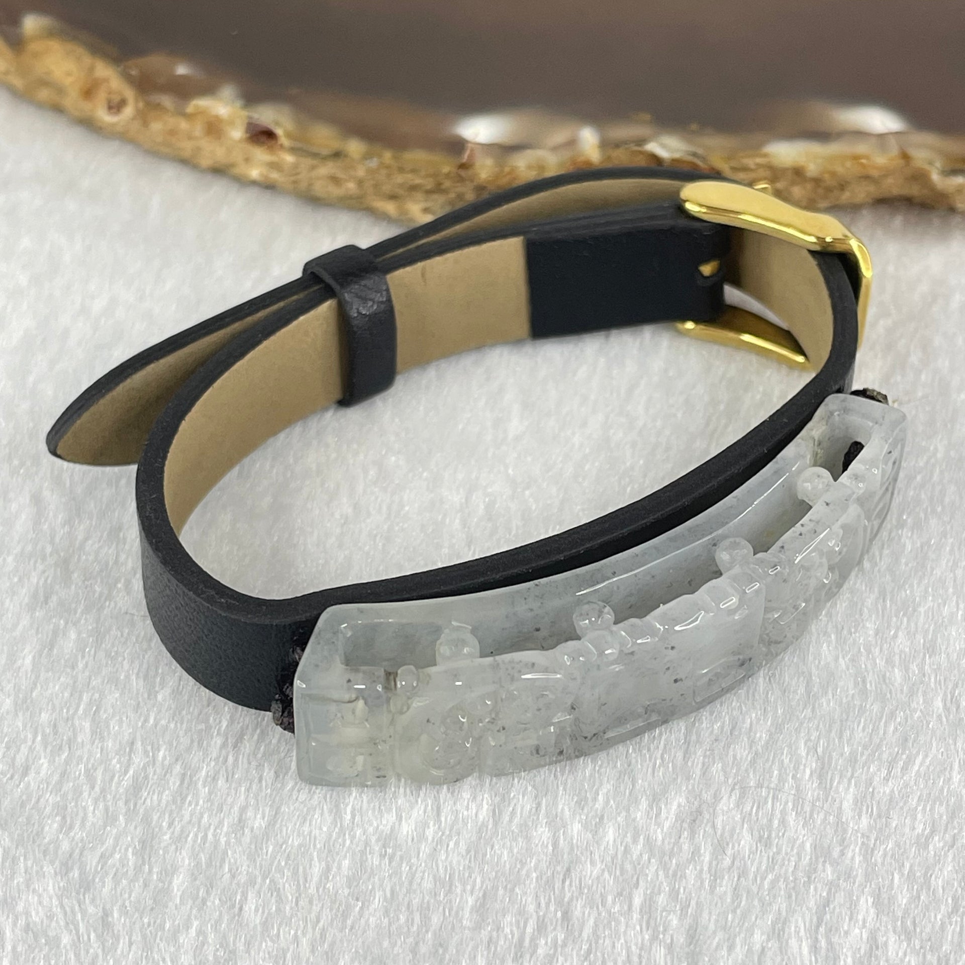 Type A Semi Icy Grey Jadeite Phoenix with PVC Bracelet 11.86g 49.3 by 11.1 by 7.7mm - Huangs Jadeite and Jewelry Pte Ltd