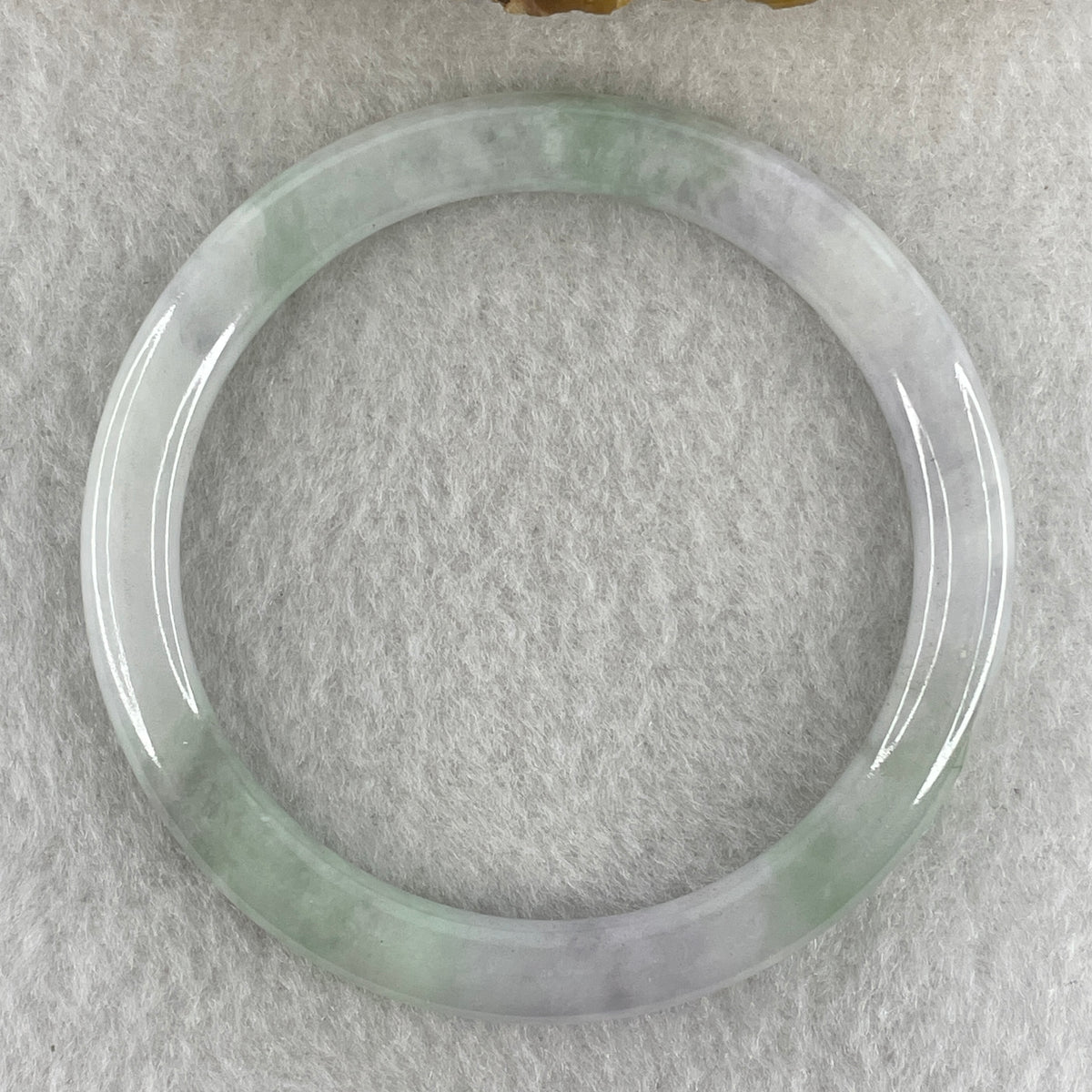 Natural Type A Light Green with Lavender Piao Hua Jadeite Flat Ding Dang Bangle 22.35g Inner Diameter 52.5mm 6.0 by 7.2mm (Very Very Slight External Rough) - Huangs Jadeite and Jewelry Pte Ltd
