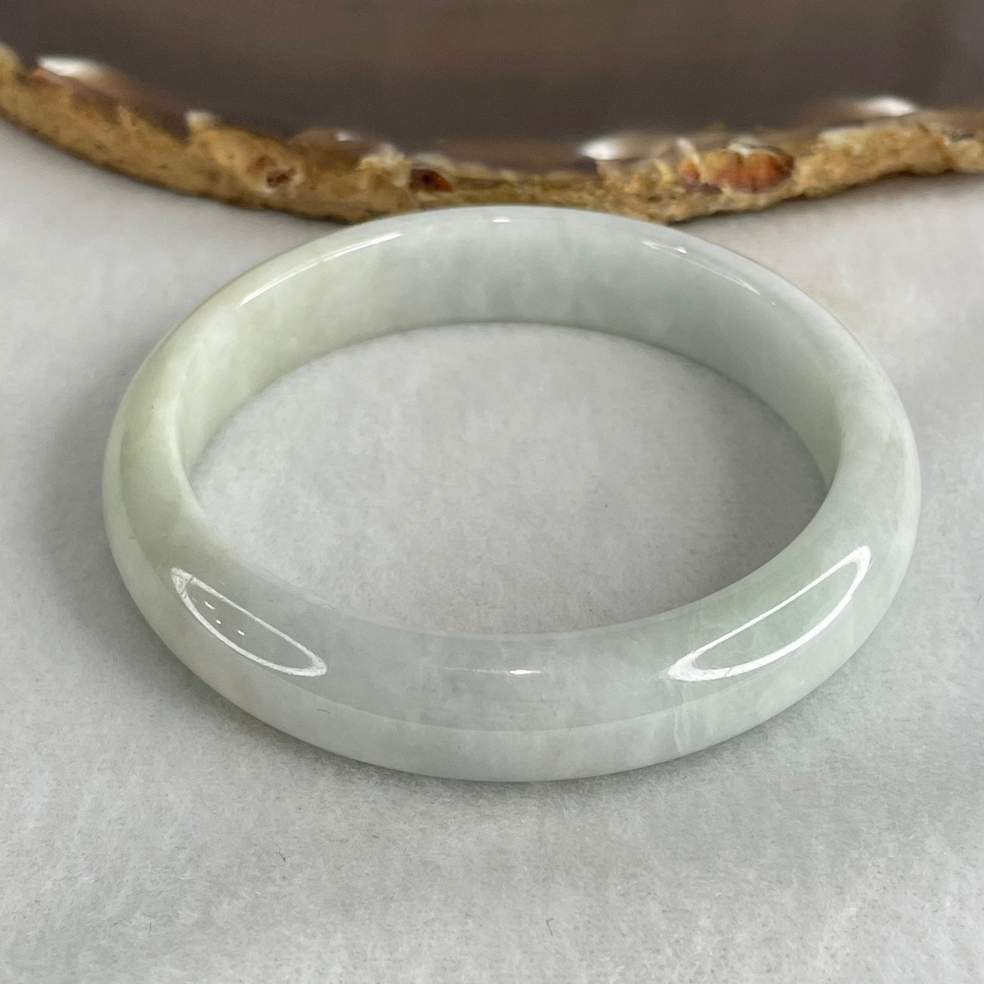 Type A Light Blueish Green Jadeite Bangle 48.62g Inner Diameter 56.7mm 12.5 by 7.3mm (Internal Line) - Huangs Jadeite and Jewelry Pte Ltd