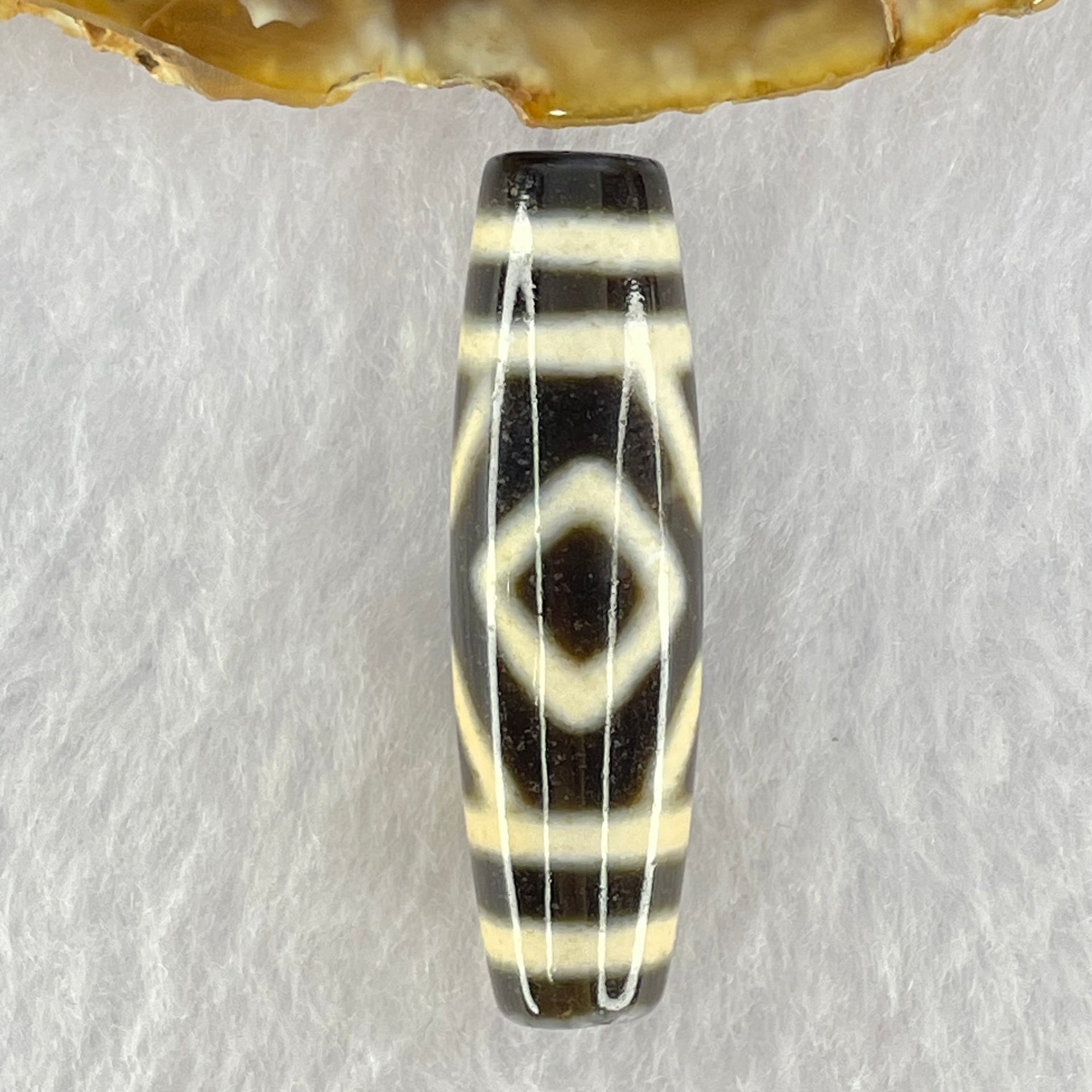 Natural Powerful Tibetan Old Oily Agate 2-Eye Vajra Dzi Bead Heavenly Master (Tian Zhu) 二眼天珠 7.36g 38.5 by 11.3mm - Huangs Jadeite and Jewelry Pte Ltd