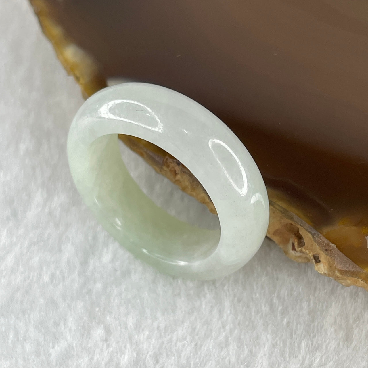 Type A Natural Faint Green to White Jadeite Ring 4.40g 6.5 by 4.8mm US 6.9 HK 15.2 (Very Very Slight Internal Line) - Huangs Jadeite and Jewelry Pte Ltd