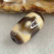 Natural Powerful Tibetan Old Oily Agate 3 Eyes Dzi Bead Heavenly Master (Tian Zhu) 三眼天诛 3.10g 18.5 by 10.1mm - Huangs Jadeite and Jewelry Pte Ltd