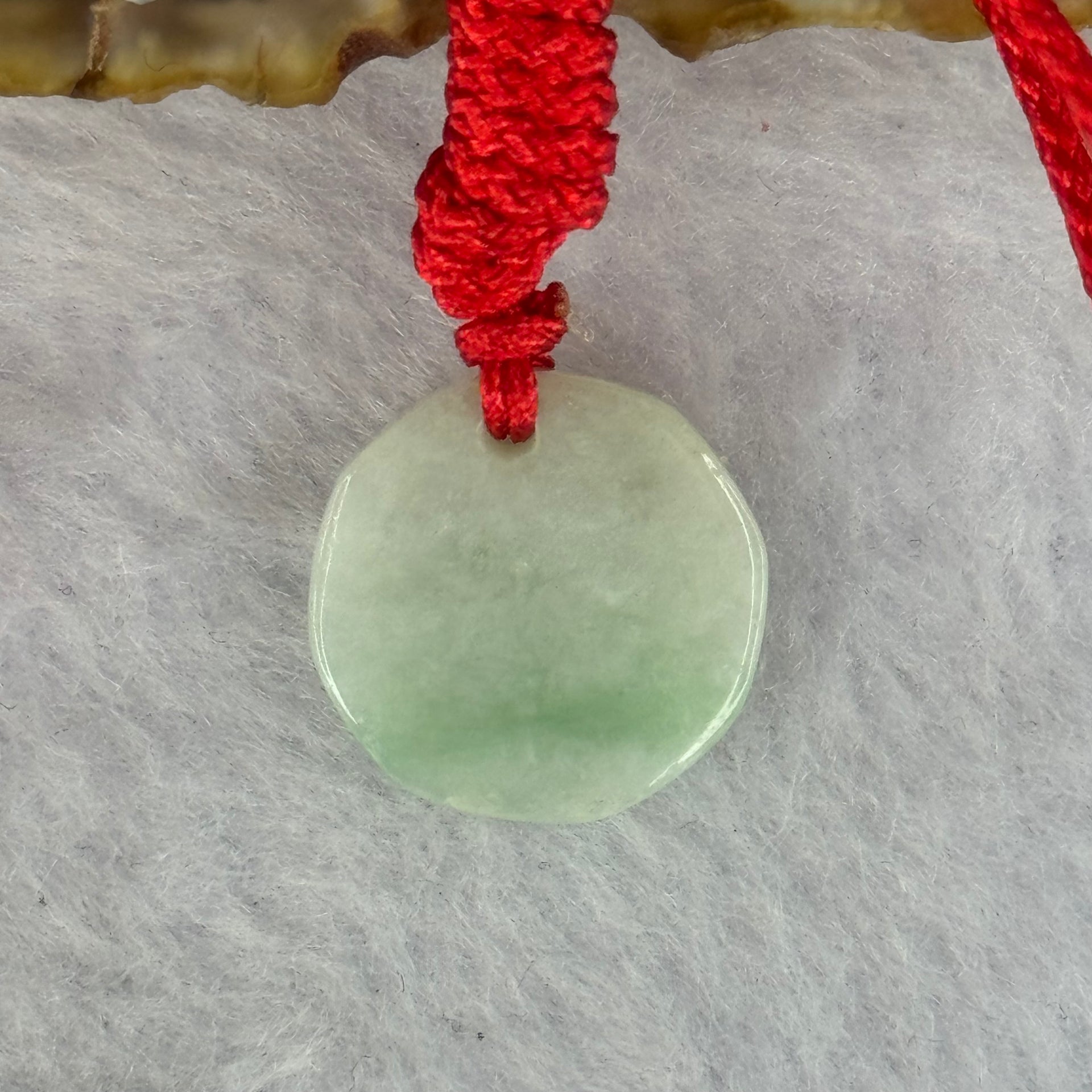 Type A Green Jadeite Round Wu Shu Pai Pendent 4.01g 16.7 by 4.6mm - Huangs Jadeite and Jewelry Pte Ltd