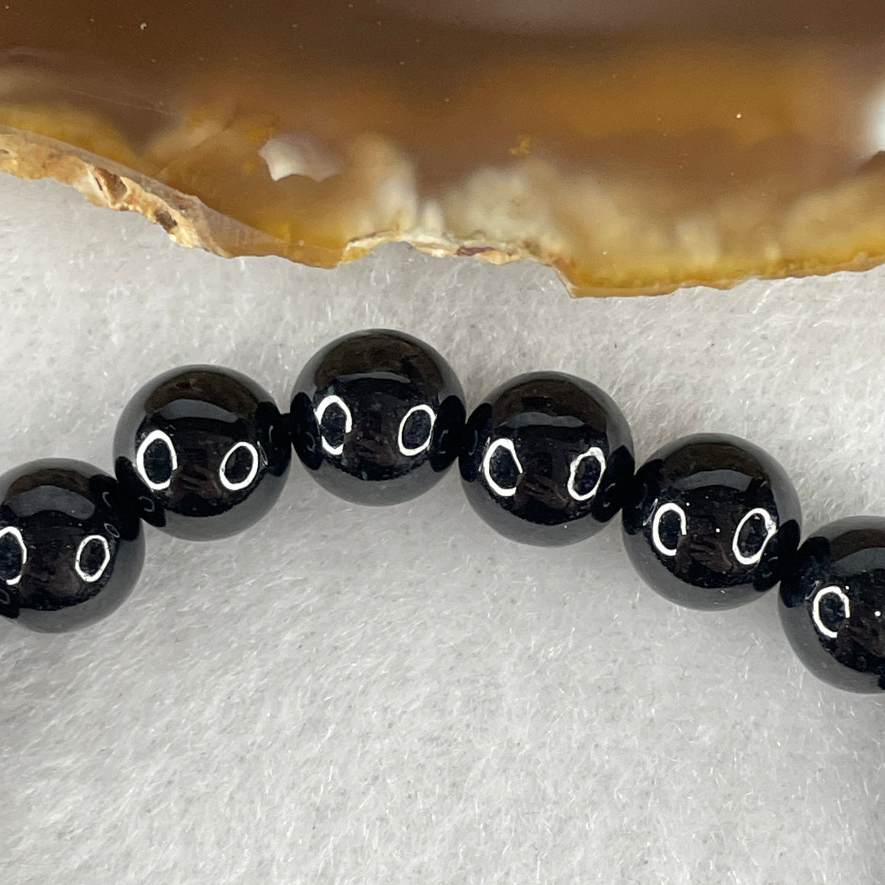 Certified Natural Type A Opaque Black Omphacite Jadeite Beads Bracelet 19.14g 14.5cm 7.9mm 22 Beads