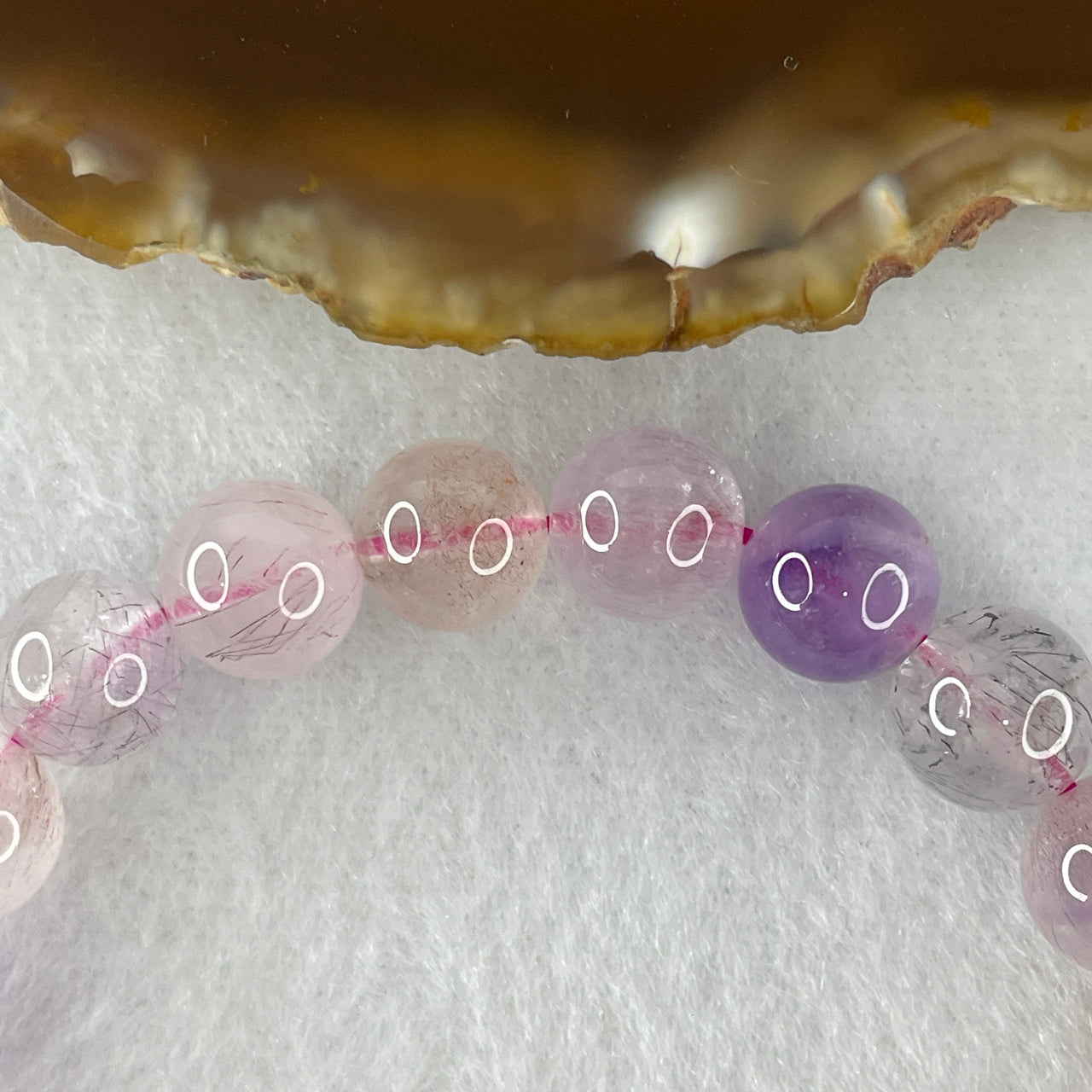 Certified Above-Average Grade Natural Super 7 Crystal Beads Bracelet | Bold Mid-Scale Showcase Strand | Authentic Sacred Seven Multi-Mineral Inclusions Quartz Spiritual Catalyst & Auric Shield Bracelet (23.55g | 16.5cm Length | 9.4mm | 22 Beads)