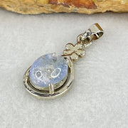 Good Grade Rare Natural Blue Dumortierite Rutilated Quartz in S925 Pendant 2.56g 10.5 by 8.8 by 5.5mm - Huangs Jadeite and Jewelry Pte Ltd
