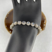 Natural Rainbow Moonstone Beads in S925 Sliver Bracelet 7.39g 13-17cm 3.0 by 2.5mm 15 Pcs - Huangs Jadeite and Jewelry Pte Ltd