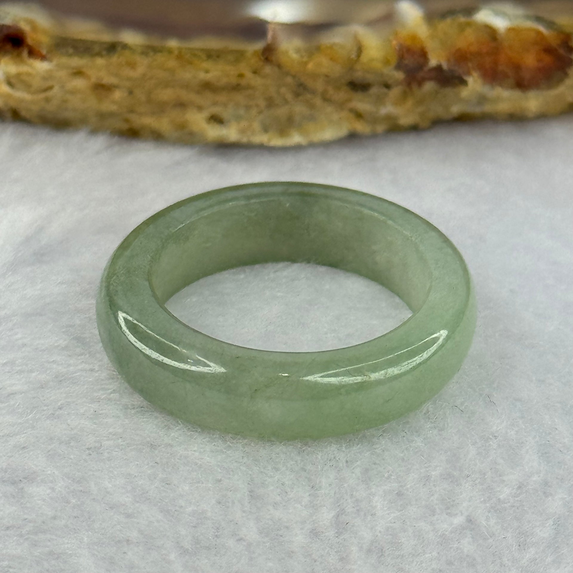 Type A Medium Green Jadeite Ring 3.65g 5.9 by 3.7mm US7 HK15.5 - Huangs Jadeite and Jewelry Pte Ltd