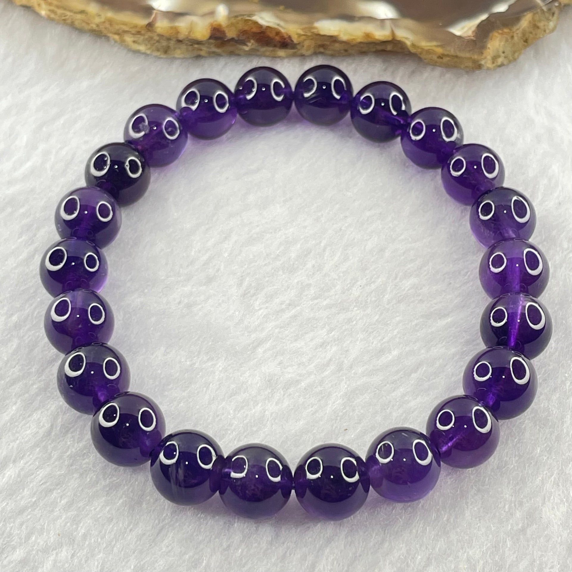Good Grade Natural Amethyst Bracelet 23.36g 16.5cm 9.4mm 22 Beads - Huangs Jadeite and Jewelry Pte Ltd