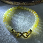 Natural Type A Semi Icy Yellowish Jadeite Beads Bracelet | (17.72g | 19.5cm | 6.8mm x 28 Beads | Solar Plexus & Root Chakra Synergy, "Huang Fei" Abundance Catalyst & Feng Shui Wealth Anchor) - Huangs Jadeite and Jewelry Pte Ltd
