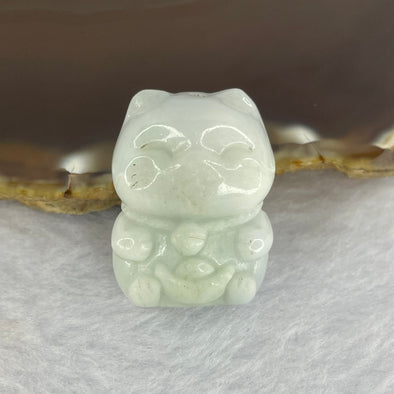 Type A Faint Green Jadeite Fortune Cat 招财猫 17.14g 29.0 by 22.1 by 13.0mm - Huangs Jadeite and Jewelry Pte Ltd