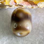 Natural Powerful Tibetan Old Oily Agate 3 Eyes Dzi Bead Heavenly Master (Tian Zhu) 三眼天诛 2.30g 13.7 by 10.2mm - Huangs Jadeite and Jewelry Pte Ltd
