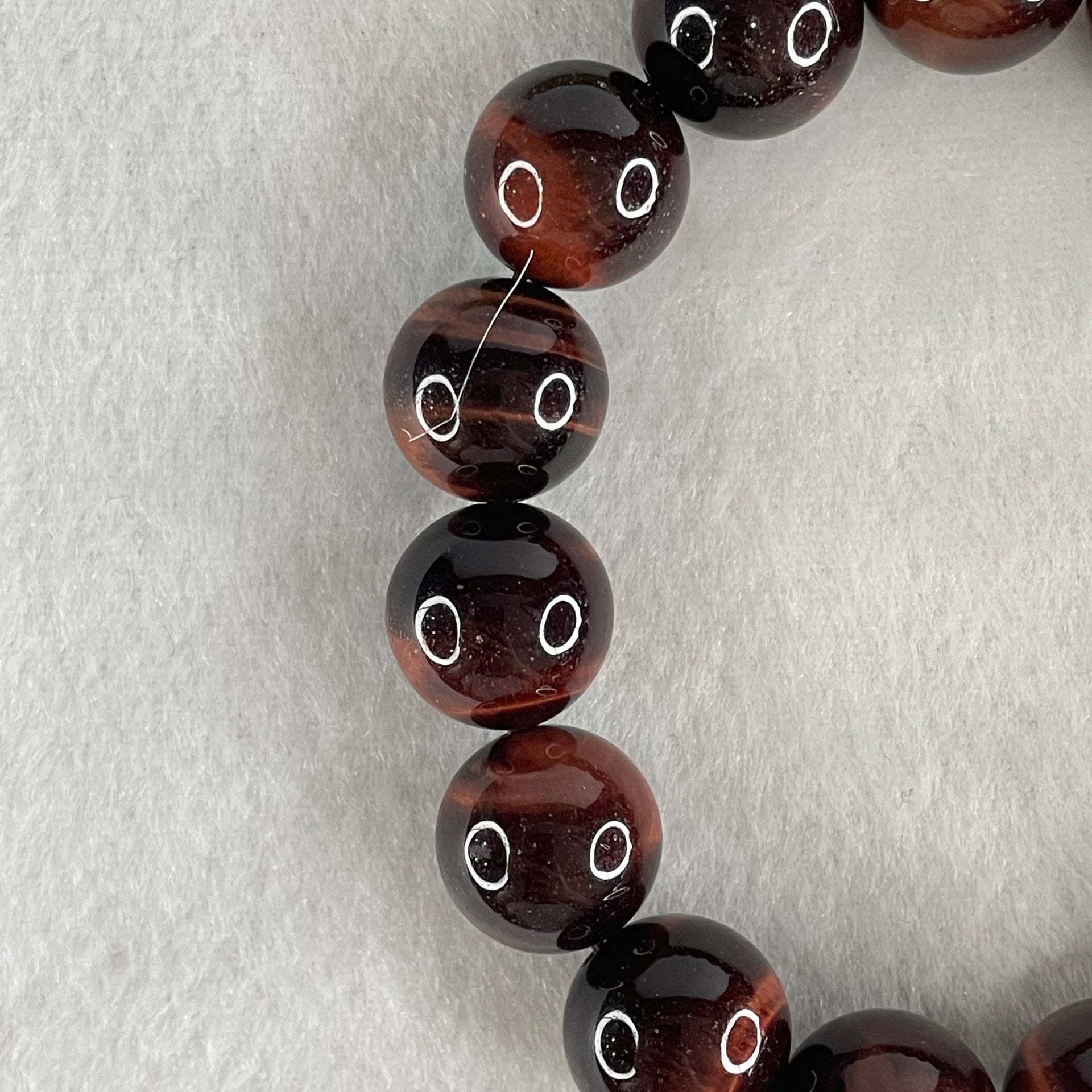 Natural Red Tiger's Eye Quartz Beads Bracelet 59.15g 16.5cm 14.2mm 15 Beads - Huangs Jadeite and Jewelry Pte Ltd
