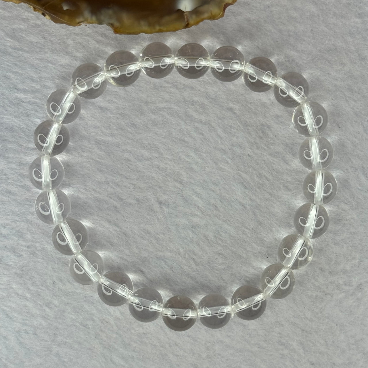 Natural Clear Quartz Bracelet 天然白水晶手链 18.59g 16.5cm 8.4mm 24 Beads - Huangs Jadeite and Jewelry Pte Ltd
