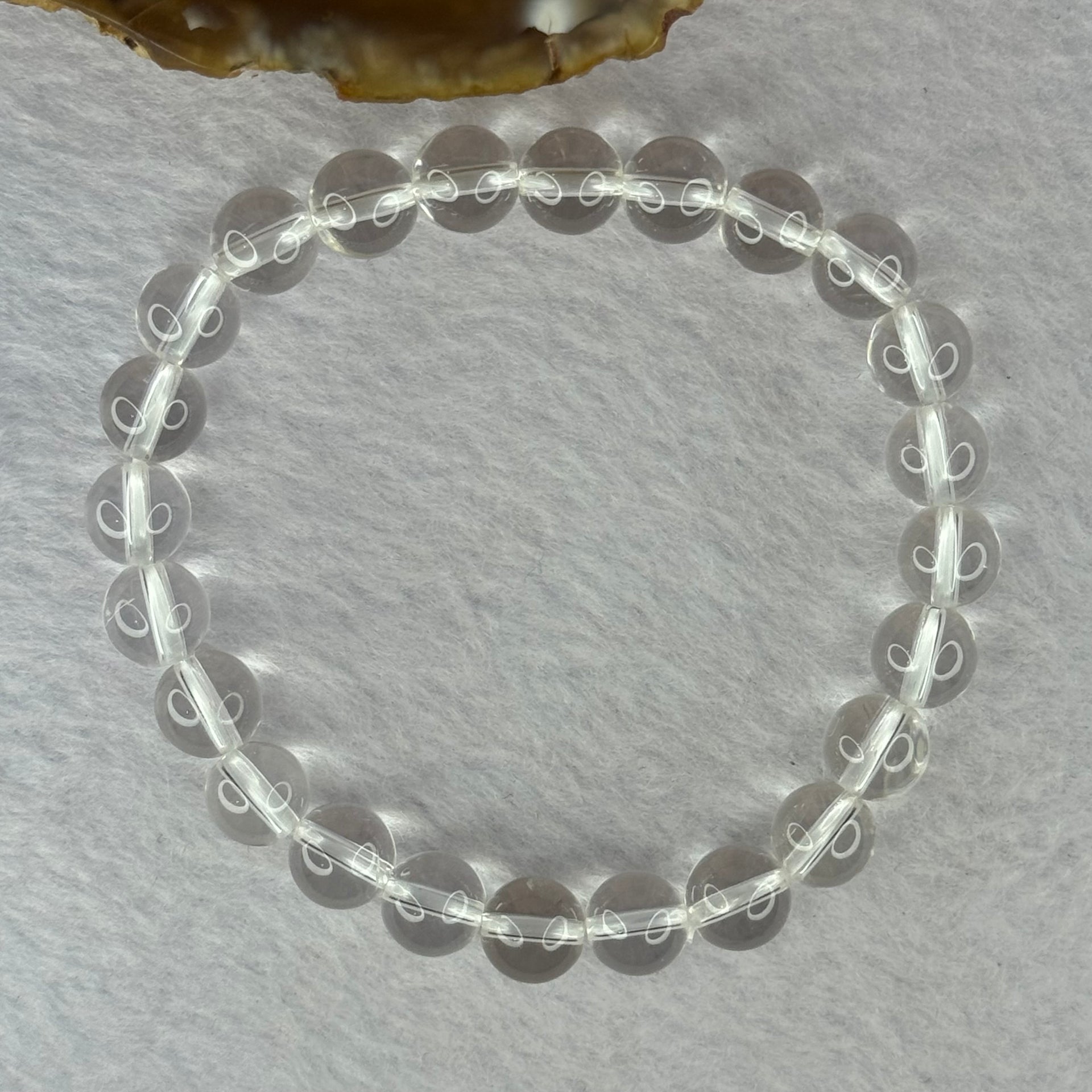 Natural Clear Quartz Bracelet 天然白水晶手链 18.59g 16.5cm 8.4mm 24 Beads - Huangs Jadeite and Jewelry Pte Ltd