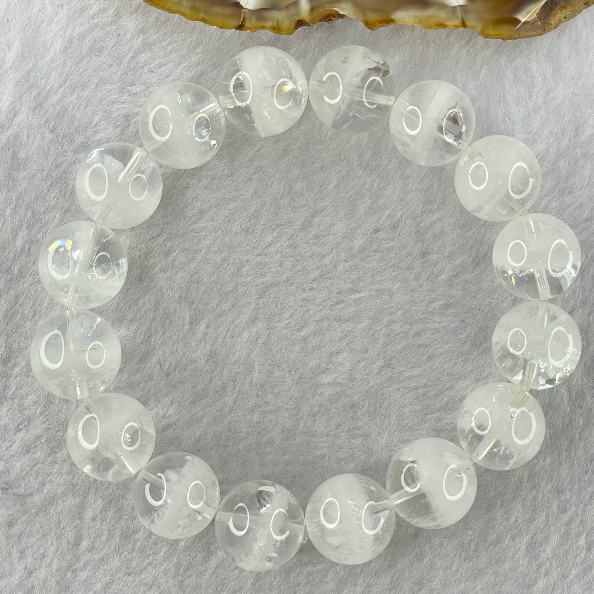 Natural White Phantom Quartz Beads Bracelet 66.98g 20cm 14.7mm 16 Beads - Huangs Jadeite and Jewelry Pte Ltd