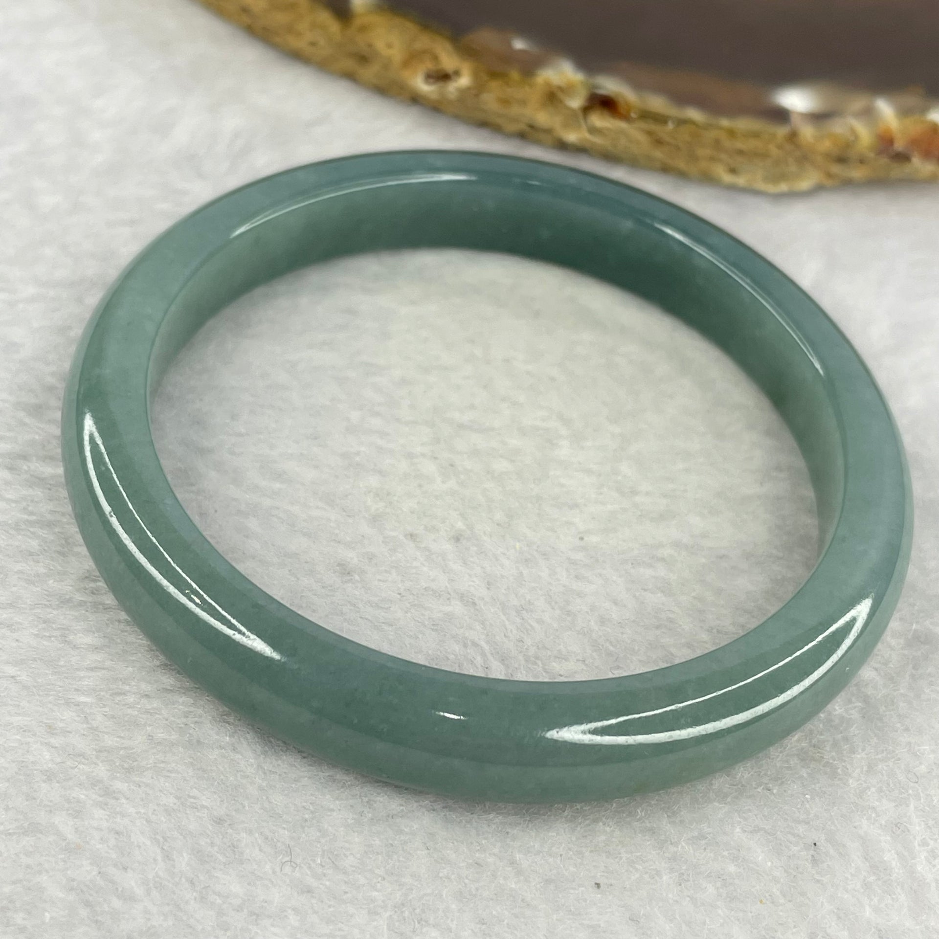 Type A Blueish Green Jadeite Bangle Inner Diameter 54.7mm 32.15g 9.1 by 6.8 (Perfect) - Huangs Jadeite and Jewelry Pte Ltd