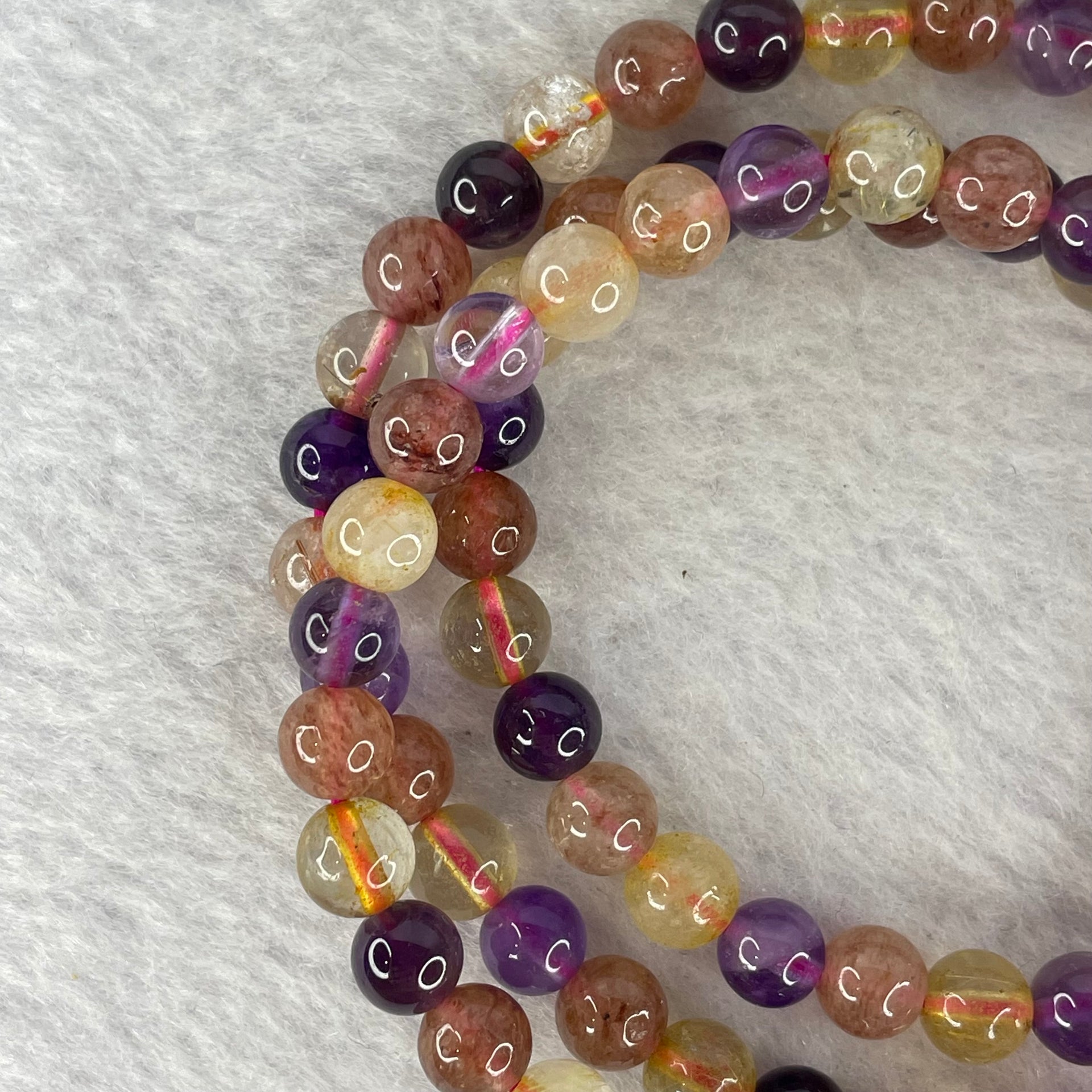 Natural Mixed Quartz Necklace 28.35g 6.4mm 89 Beads 52cm (Elastic) - Huangs Jadeite and Jewelry Pte Ltd