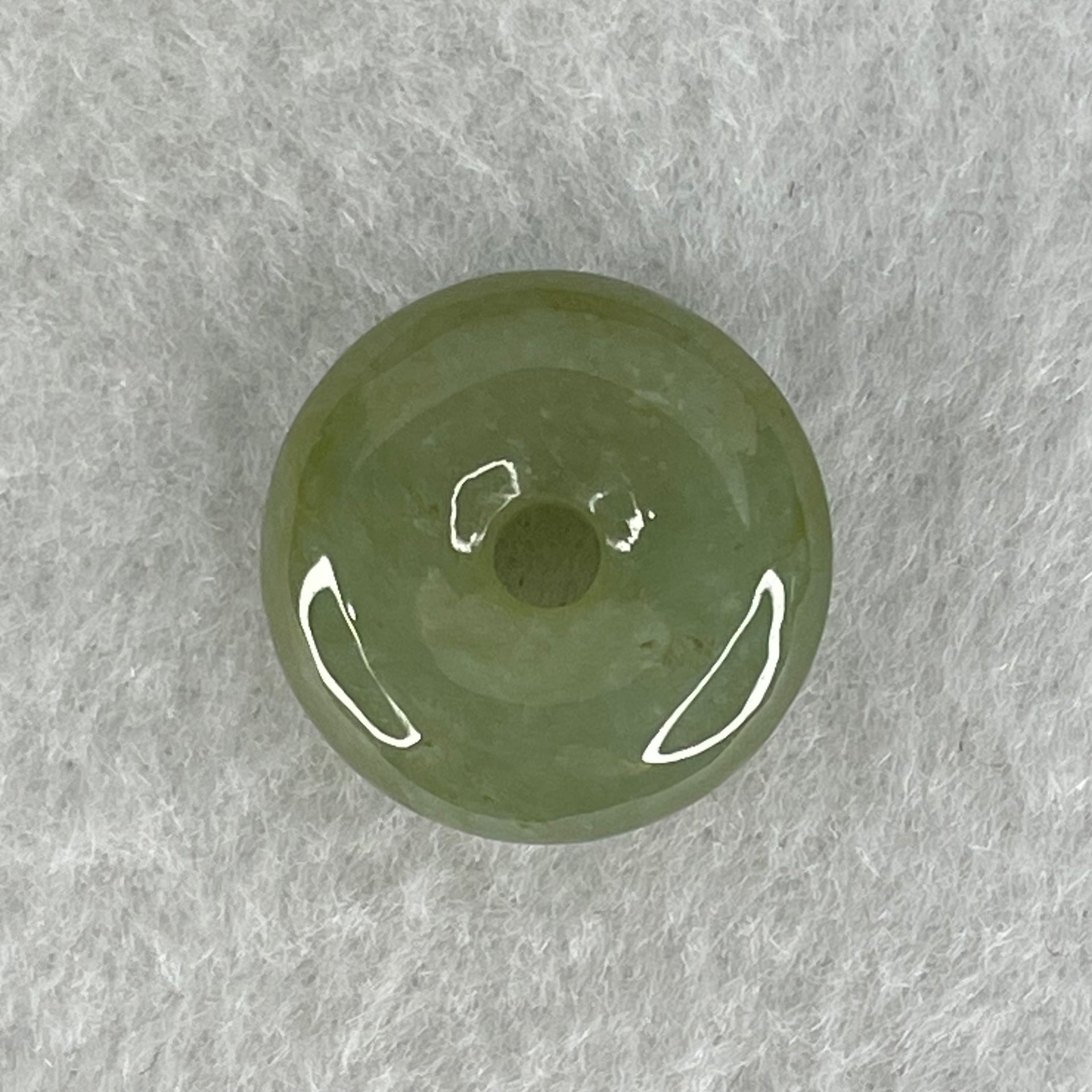 Type A Semi Icy Green Jadeite Ping An Kou Donut Charm Pendant 3.53g 16.8 by 6.4mm - Huangs Jadeite and Jewelry Pte Ltd