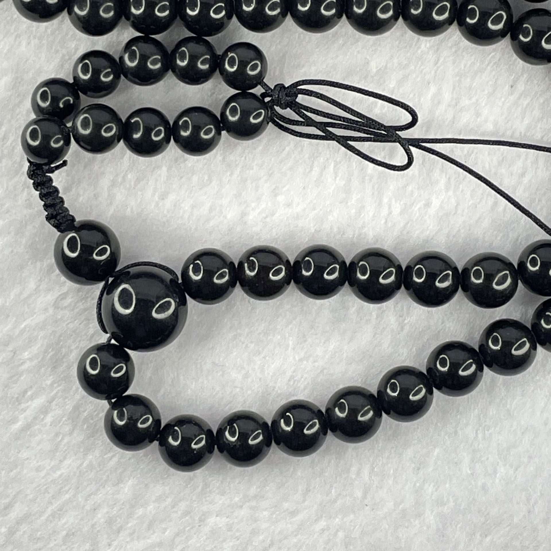 Natural Black Amber Beads Necklace 天然黑琥珀项链 39.36g 88cm 13.0mm 1 Bead 10mm 1 Bead 8.7mm 108 Beads - Huangs Jadeite and Jewelry Pte Ltd