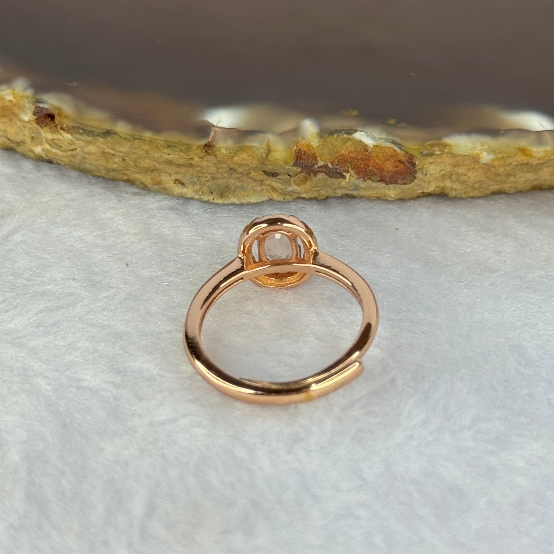 Natural Morganite in 925 Sliver in Rose Gold Color Ring (Adjustable Size) 1.76g 5.7 by 3.9 by 2.7mm - Huangs Jadeite and Jewelry Pte Ltd