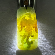Type A Yellow and Light Green Jadeite Phoenix Pendent 20.73g 50.8 by 24.6 by 7.7mm - Huangs Jadeite and Jewelry Pte Ltd