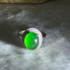 Type A Green Jadeite with Diamonds in 18K White Gold 3.60g 11.5 by 9.3 by 4.2mm - Huangs Jadeite and Jewelry Pte Ltd