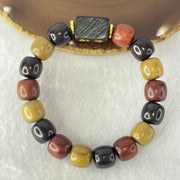 Natural Mixed Color Rose Wood Beads Bracelet 多宝珠小叶紫檀黑檀金丝楠手链 23.39g 18cm 12.2mm 16 Beads - Huangs Jadeite and Jewelry Pte Ltd