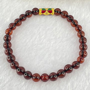 Natural Blood Red Amber Beads Bracelet 4.86g 16cm 6.3mm 29 Beads - Huangs Jadeite and Jewelry Pte Ltd